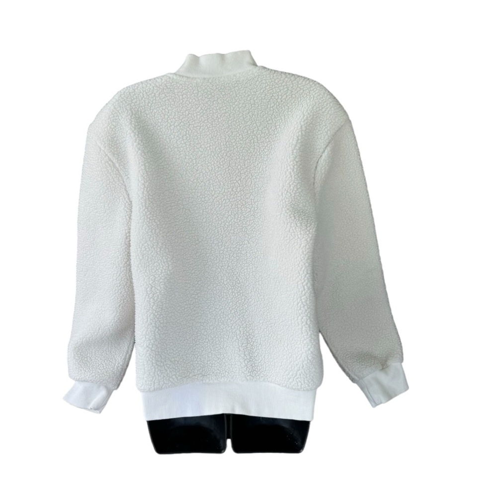 ZYIA ACTIVE Ivory Flying V Sherpa Shearling Full Zip Bomber Jacket Size Large - Picture 3 of 5